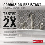 Delta Windemere Brushed Nickel Widespread 2-handle WaterSense Mid-arc Residential Handle Bathroom Sink Faucet with Drain