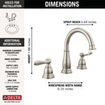 Delta Windemere Brushed Nickel Widespread 2-handle WaterSense Mid-arc Residential Handle Bathroom Sink Faucet with Drain