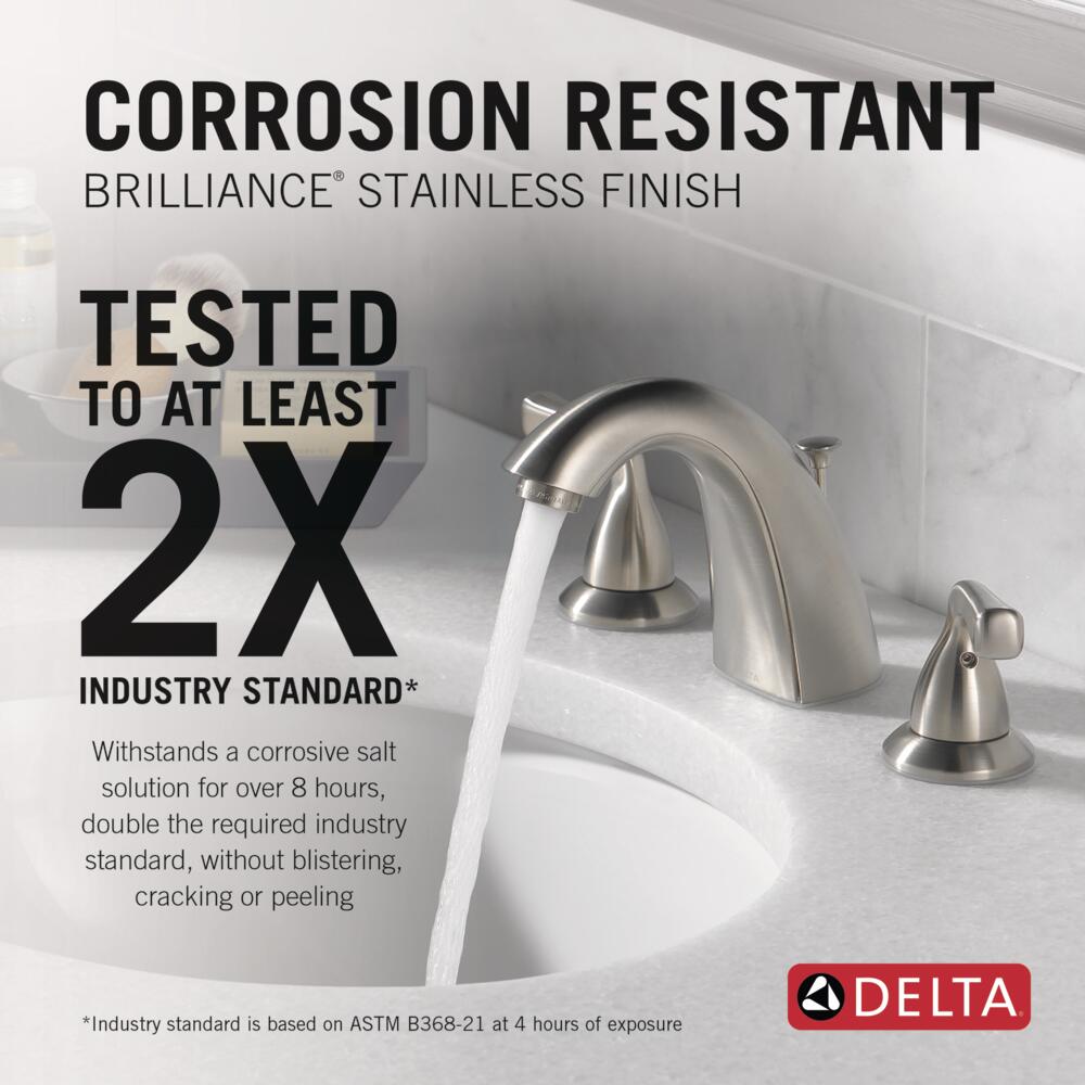 Delta Foundations Brushed Nickel Widespread 2-handle WaterSense Mid-arc Residential Handle Bathroom Sink Faucet with Drain