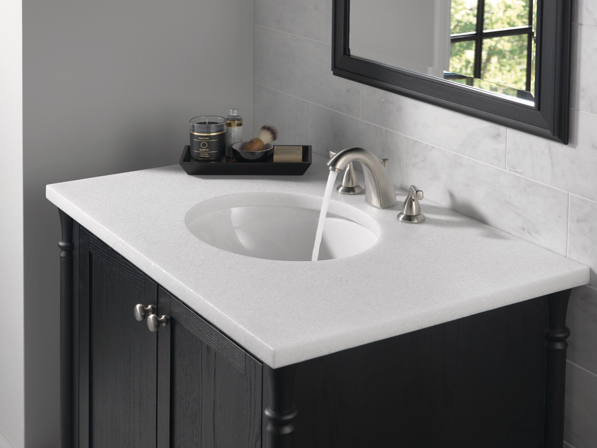 Delta Foundations Brushed Nickel Widespread 2-handle WaterSense Mid-arc Residential Handle Bathroom Sink Faucet with Drain