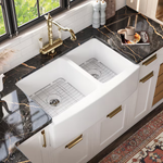 DeerValley Eclipse Undermount 33-in x 21-in Porcelain Double Offset Bowl Kitchen Sink, DV-1K705 *HD2509, Retail: $398.82 , FINAL PRICE: $199.99 + TAX