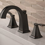 Delta Flynn Oil Rubbed Bronze Widespread 2-handle WaterSense Mid-arc Residential Handle Bathroom Sink Faucet with Drain