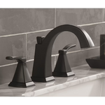 Delta Flynn Black Matte Black Widespread 2-handle WaterSense Mid-Arc Residential Handle Bathroom Sink Faucet with Drain, 35768LF-BL, 1562709  *JR2503