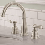 Delta Windemere Brushed Nickel Widespread 2-handle WaterSense Mid-arc Residential Handle Bathroom Sink Faucet with Drain