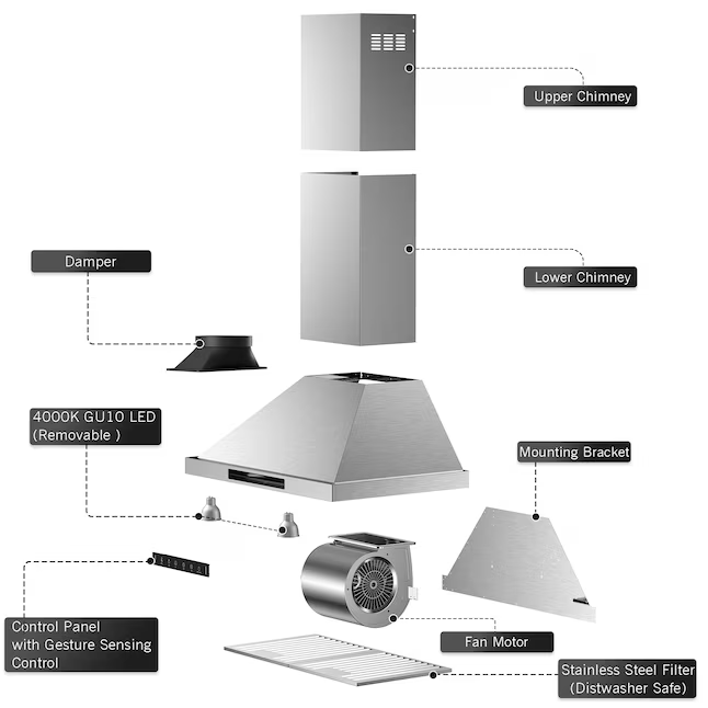 VIKIO 30-in Ducted 900-CFM Recirculating Stainless Steel Wall-Mounted Range Hood with Charcoal Filter, KB-30-F82  RP30-30  VKHRP3030SI P0230 *JR2508, Retail: $486.99, FINAL PRICE: $269.99 + TAX