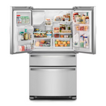 Whirlpool Standard-Depth 24.5-cu ft 4 -Door 36-in Wide French Door Refrigerator with Ice Maker with Water and Ice Dispenser ( Stainless Steel ) ENERGY STAR Certified