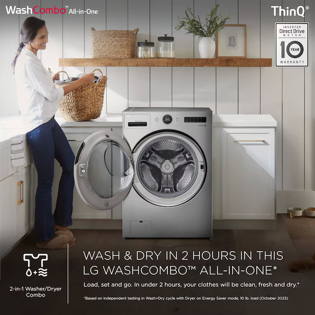 LG 5-cu ft Capacity Graphite Steel Ventless All-In-One Washer Dryer Combo, WM6998HVA *JR2509, Retail: $3,299.00, FINAL PRICE: $1,599.99 + TAX