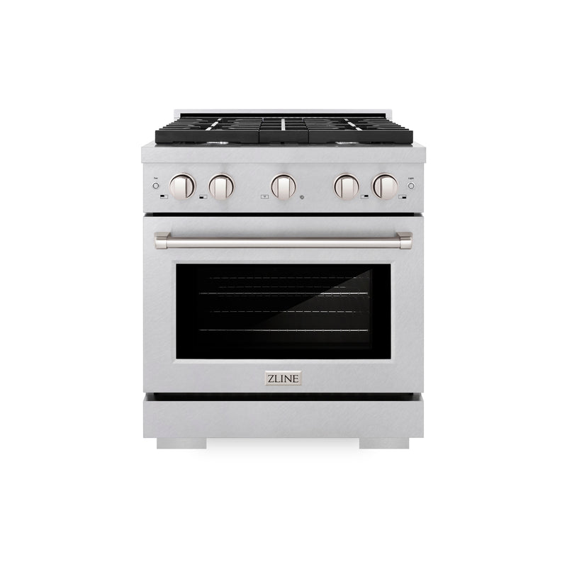 ZLINE KITCHEN 30-in Standard 4 burners Convection Oven Freestanding Dual Fuel Range (Satin Stainless Steel)