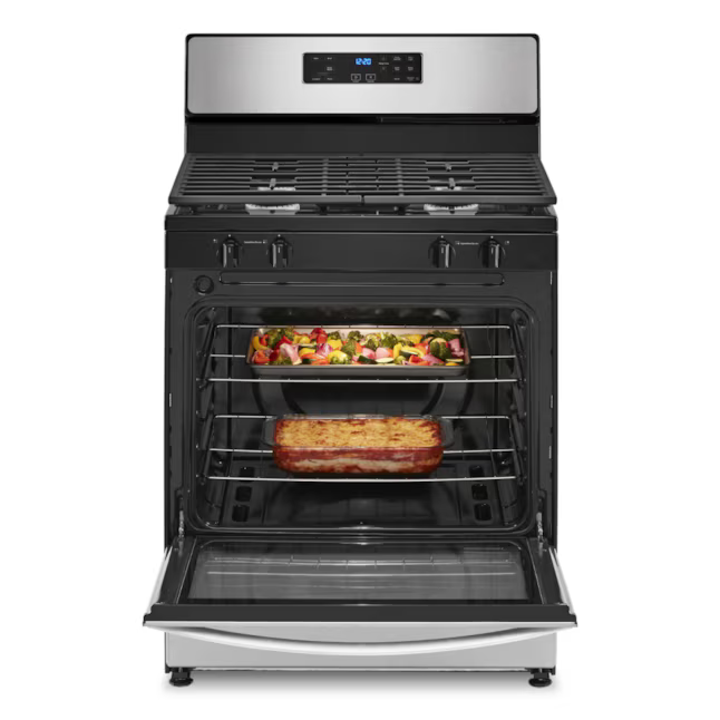 Whirlpool 30-in 4 burners 5.1-cu ft Freestanding Natural Gas Range ( Stainless Steel )
