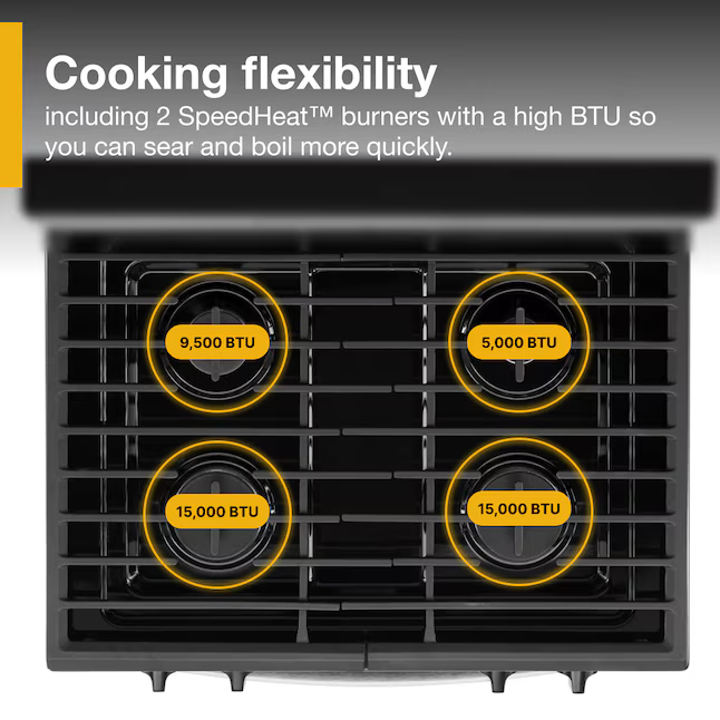 Whirlpool 30-in 4 burners 5.1-cu ft Freestanding Natural Gas Range ( Stainless Steel )