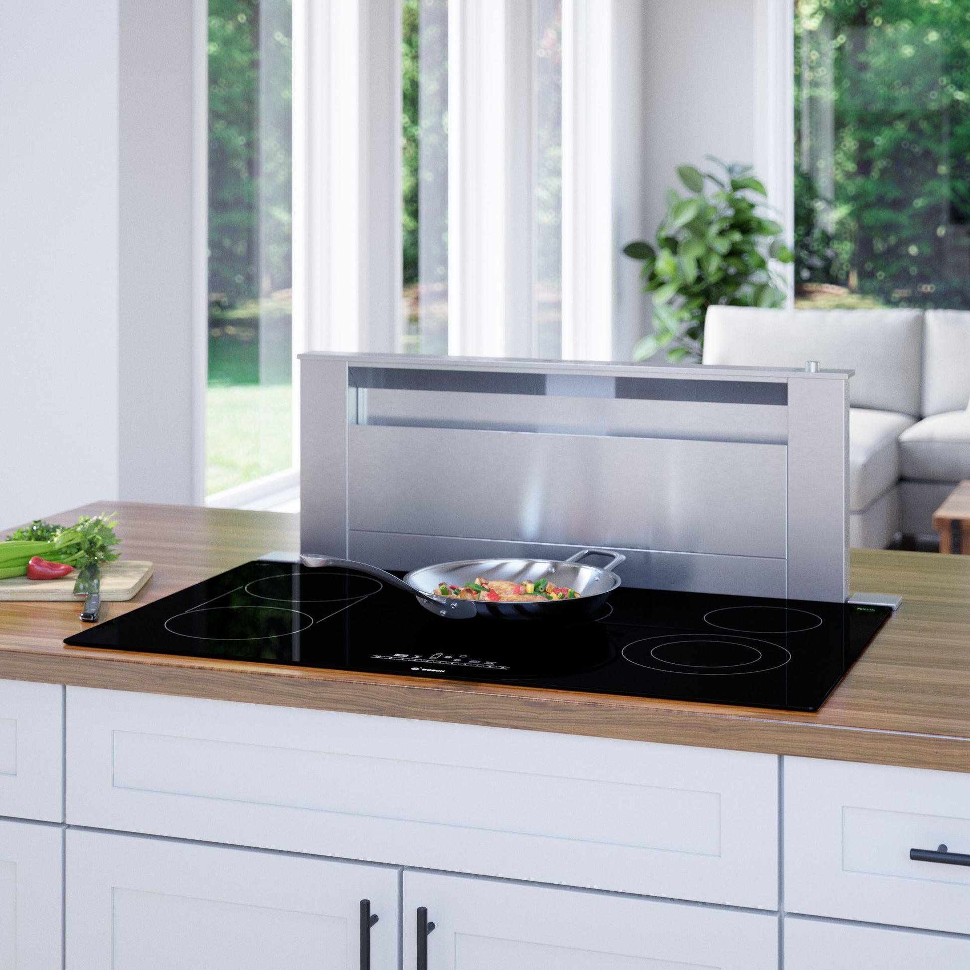 Bosch 800 Series 36-in 5 burners Smooth surface Black Electric Cooktop with Bridge Element