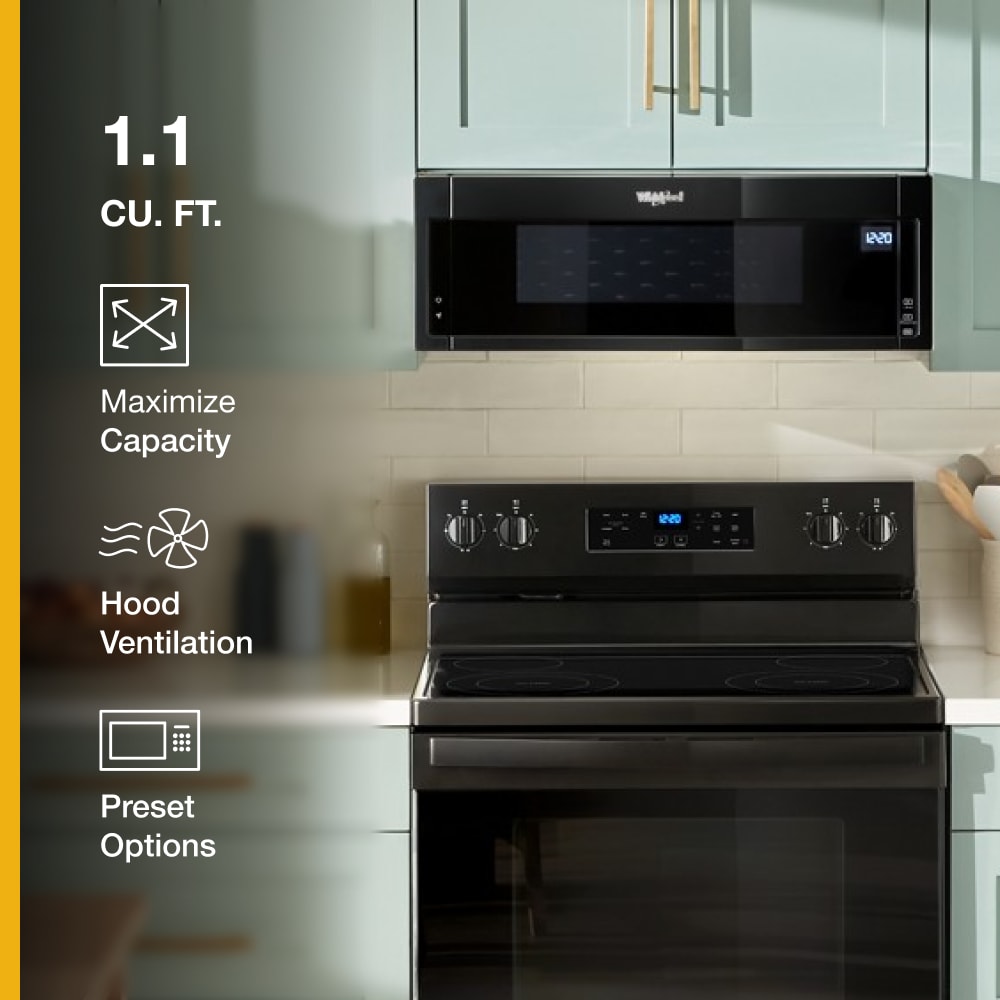 Whirlpool 1.1-cu ft Low Profile Over-the-Range Microwave (Black)