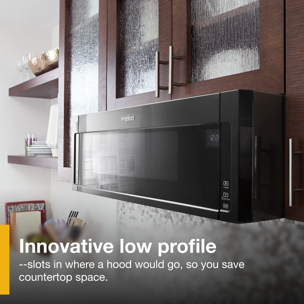 Whirlpool 1.1-cu ft Low Profile Over-the-Range Microwave (Black)