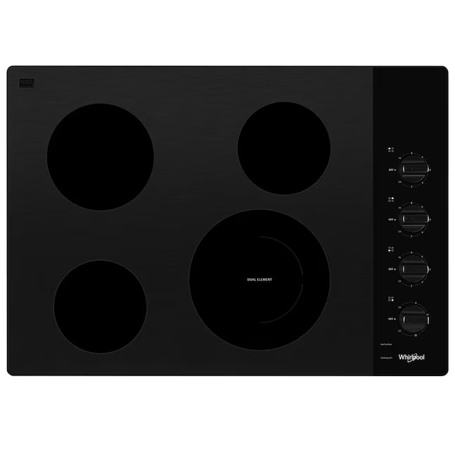 Whirlpool 30-in 4 burners Smooth Surface (Radiant) Black Electric Cooktop, WCE55US0HB/01 *JR2508, Retail: $999.00, FINAL PRICE: $479.99 + TAX