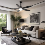 Minka Ceiling Fan Co. Orbic 52-in Color-Changing Integrated LED Smart Matte Black with Matte Black Blades Ceiling Fan With Light - Remote Included (5-Blade), 84120  #5971310 *JR2509, Retail: $219.98, FINAL PRICE: $99.99 + TAX