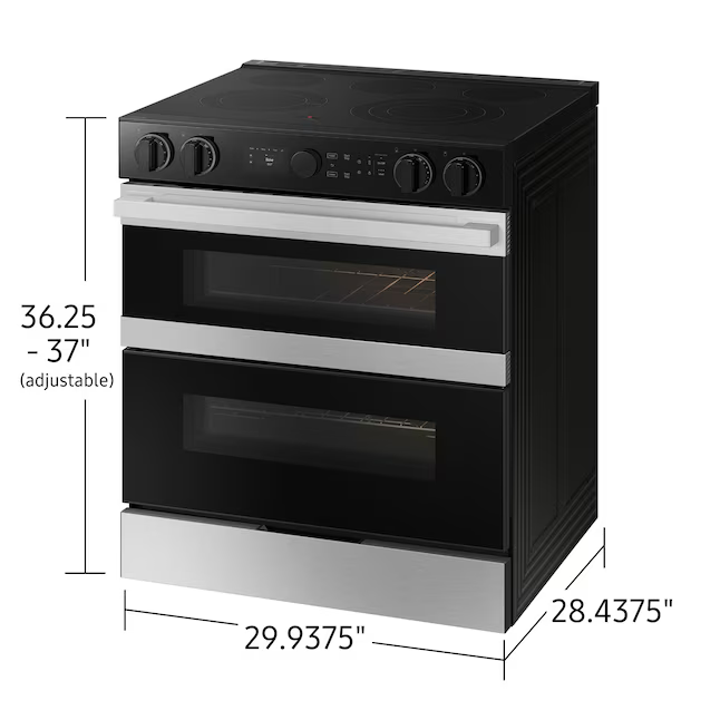 Samsung - Bespoke 6.3 Cu. Ft. Slide-In Electric Convection Range with Flex Duo Convertible Double Oven Technology - Stainless Steel, NSE6DG8550SR/AA *BE, MSRP: $2,799.00, FINAL PRICE: $1,199.99 + TAX