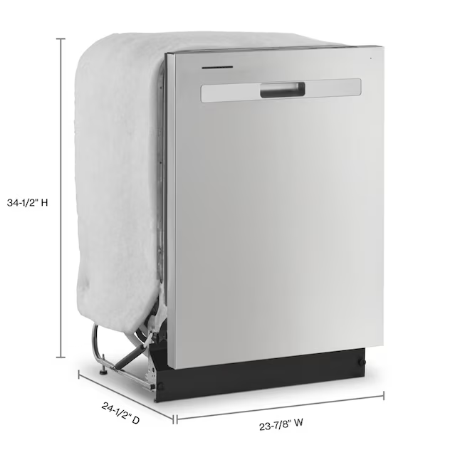 Whirlpool Eco Series 24-in Top Control Built-In Dishwasher (Fingerprint Resistant Stainless Steel) 55-dBA Standard Sound Level