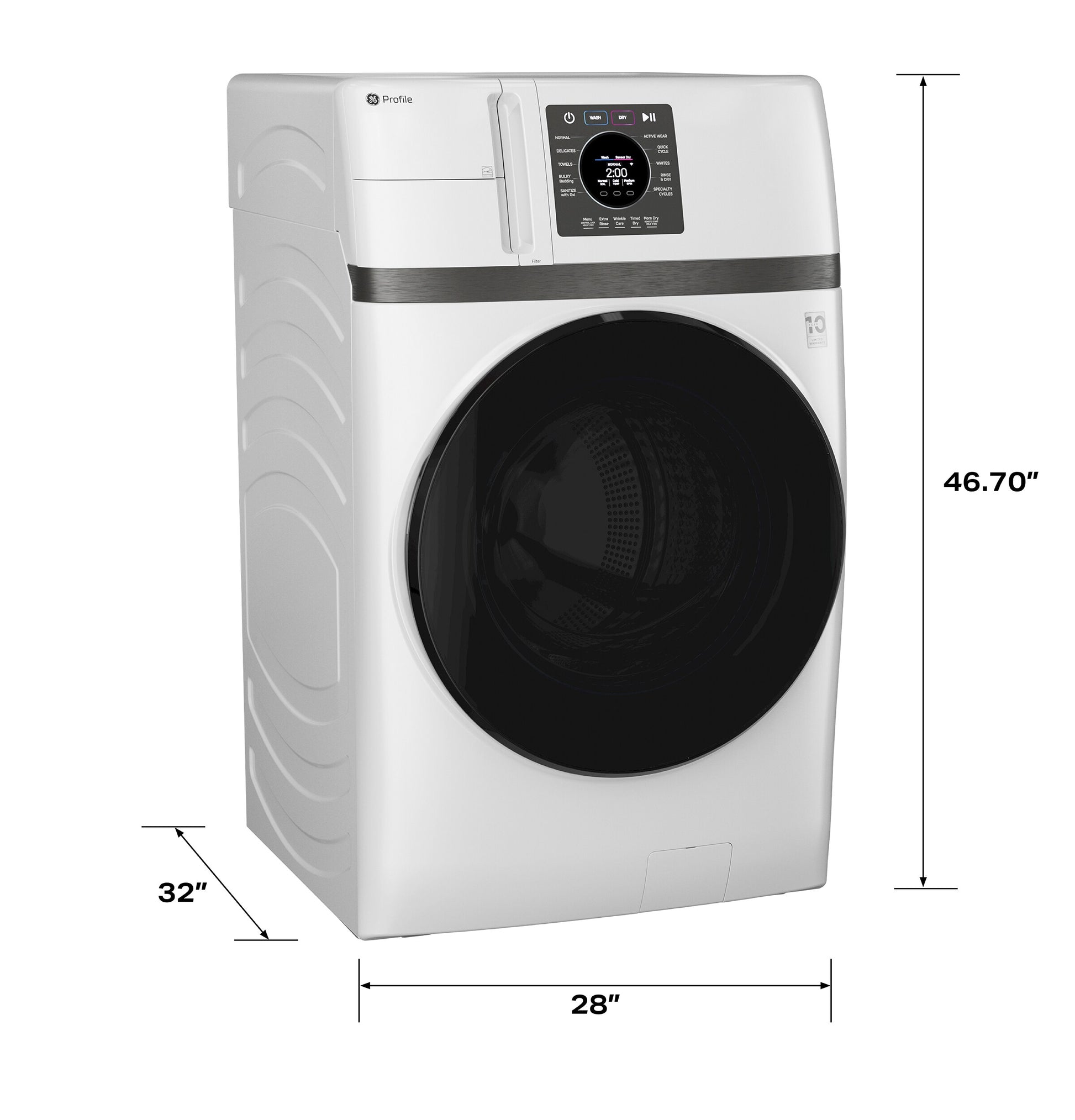 GE Profile with Pet Hair Removal Compact 4.6-cu ft Ventless All-In-One Washer Dryer Combo ( White )