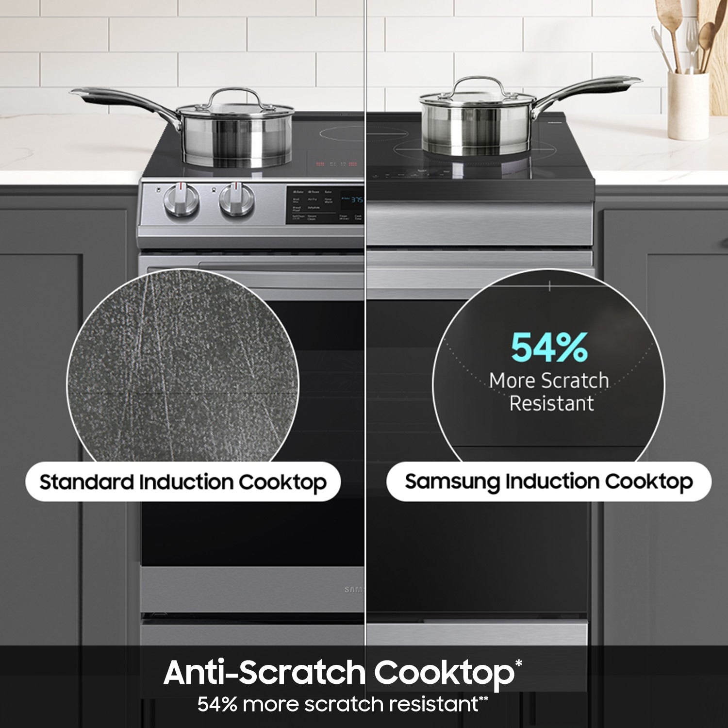 Samsung Bespoke 6.3 cu. ft. Smart Slide-In Induction Range with Ambient Edge Lighting & Air Sous Vide in Matte Black Steel