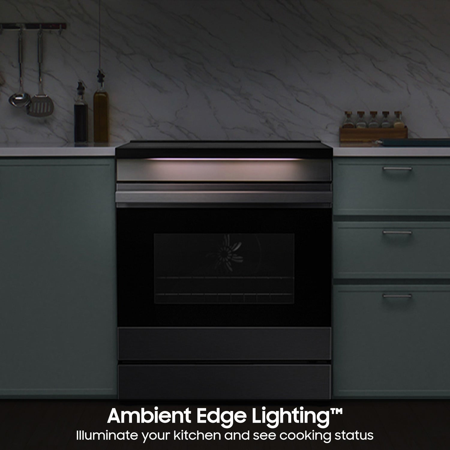 Samsung Bespoke 6.3 cu. ft. Smart Slide-In Induction Range with Ambient Edge Lighting & Air Sous Vide in Matte Black Steel