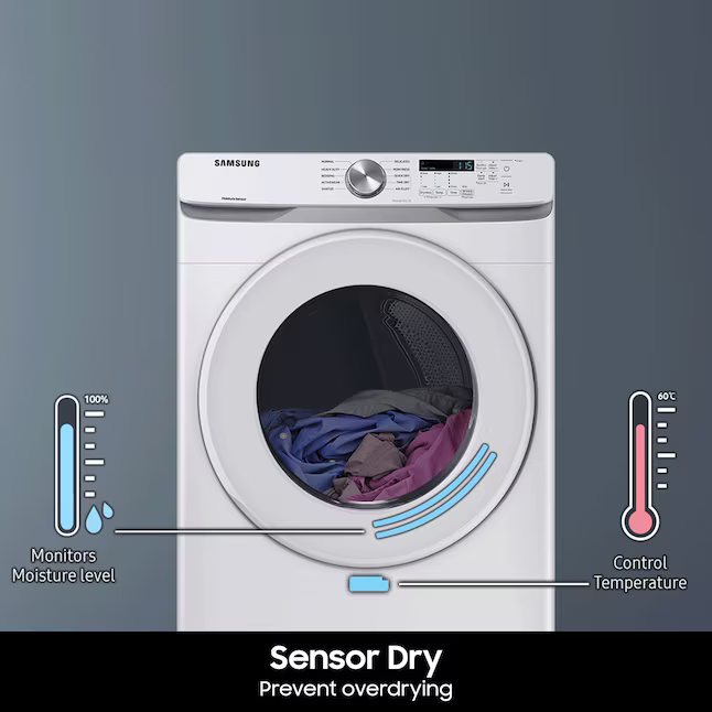 Samsung 7.5-cu ft Stackable Vented Electric Dryer in White, DVE45T6000W/A3, Retail: $899.00, Final Price: $499.00 + Tax