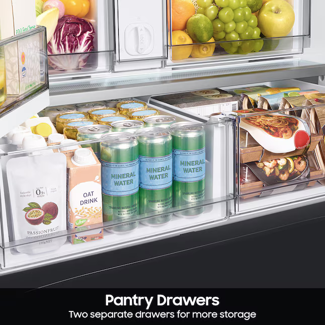 Samsung Bespoke Standard-Depth Beverage Center 30.1-cu ft 3-Door French Door Refrigerator with Dual Ice Maker with Water Dispenser (White Glass), RF30BB660012 *BG, MSRP: $3,099.00, FINAL PRICE: $1,299.99 + TAX