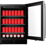 Hisense 23.4-in W 164 -Can Capacity Stainless Steel Built-in/Freestanding Indoor Beverage Refrigerator with Glass Door