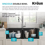 Kraus Quarza Drop-in or undermount 33-in x 22.0-in Quartz Double equal bowl Kitchen Sink, KGD-433B, FINAL PRICE: $179.99 + TAX