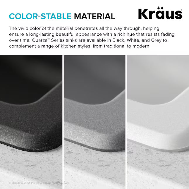 Kraus Quarza Drop-in or undermount 33-in x 22.0-in Quartz Double equal bowl Kitchen Sink, KGD-433B, FINAL PRICE: $179.99 + TAX