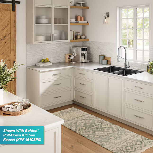 Kraus Quarza Drop-in or undermount 33-in x 22.0-in Quartz Double equal bowl Kitchen Sink, KGD-433B, FINAL PRICE: $179.99 + TAX