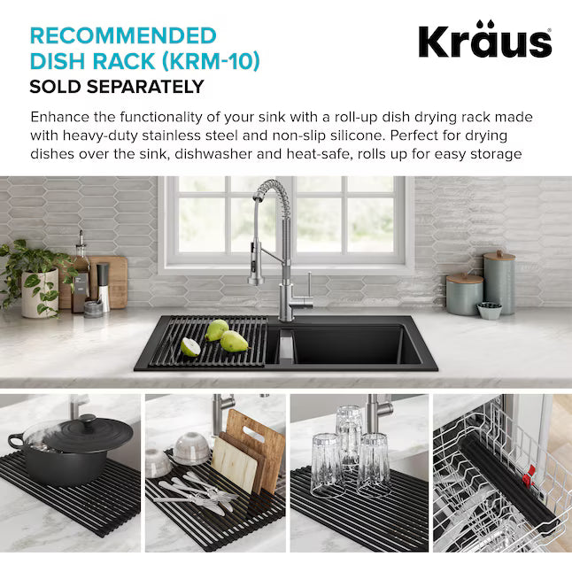 Kraus Quarza Drop-in or undermount 33-in x 22.0-in Quartz Double equal bowl Kitchen Sink, KGD-433B, FINAL PRICE: $179.99 + TAX