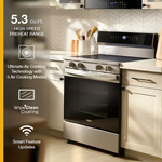 Whirlpool High Speed Preheat 30-in Glass Top 5 burners 5.3-cu ft Air Fry Convection Oven Freestanding Electric Range with WipeClean Coating ( Stainless Steel )