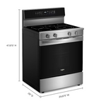 Whirlpool High Speed Preheat 30-in Glass Top 5 burners 5.3-cu ft Air Fry Convection Oven Freestanding Electric Range with WipeClean Coating ( Stainless Steel )