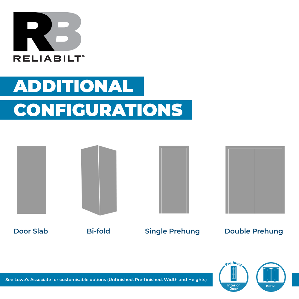 RELIABILT 32-in x 80-in Hollow core Flush Left hand Smooth Unfinished Hardboard Flat Jamb Single Prehung Interior Door