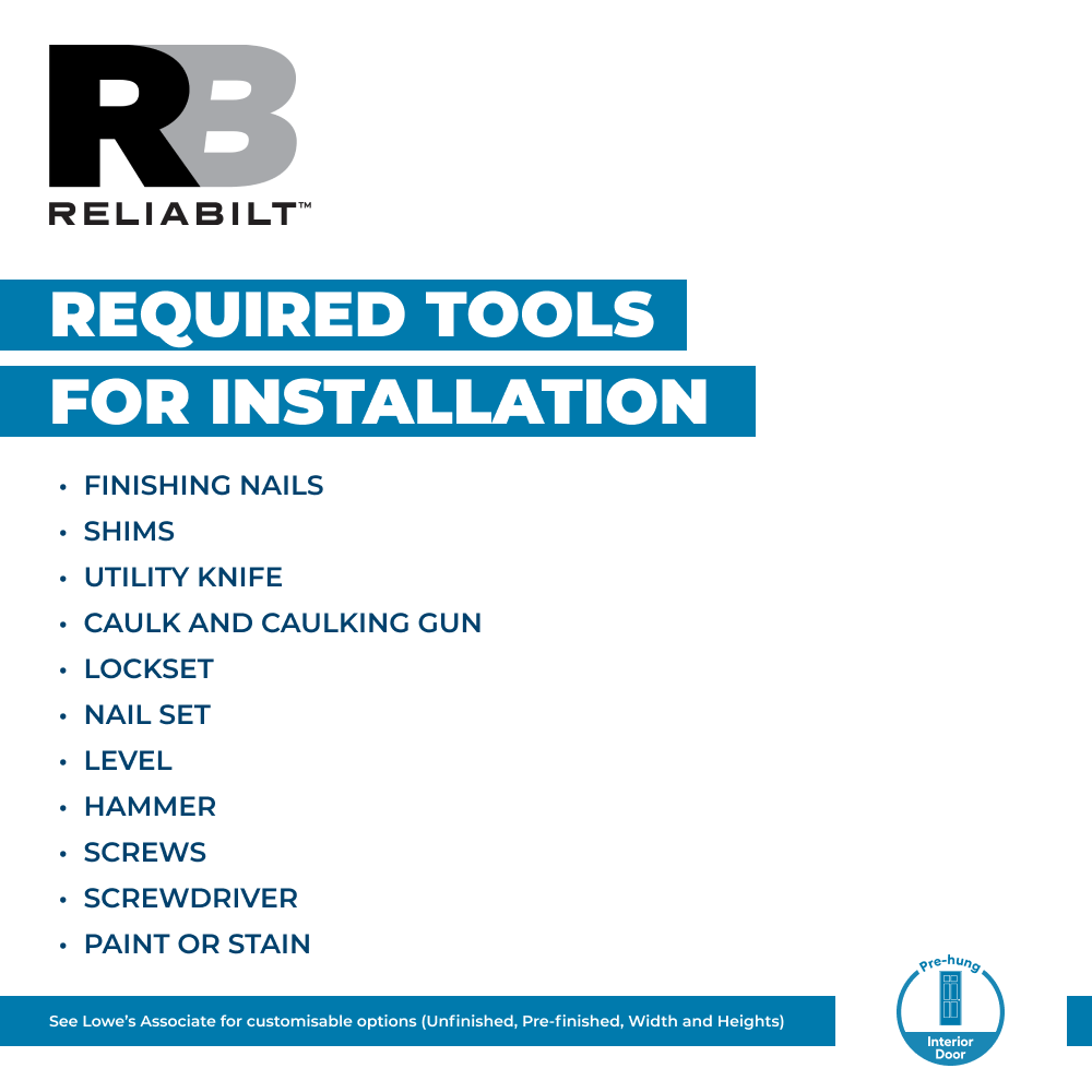 RELIABILT 32-in x 80-in Hollow core Flush Left hand Smooth Unfinished Hardboard Flat Jamb Single Prehung Interior Door