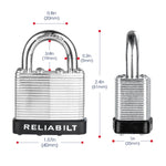 RELIABILT Keyed Padlock, 1-9/16-in Wide x 3/4-in Shackle Keyed Alike (2-Pack)