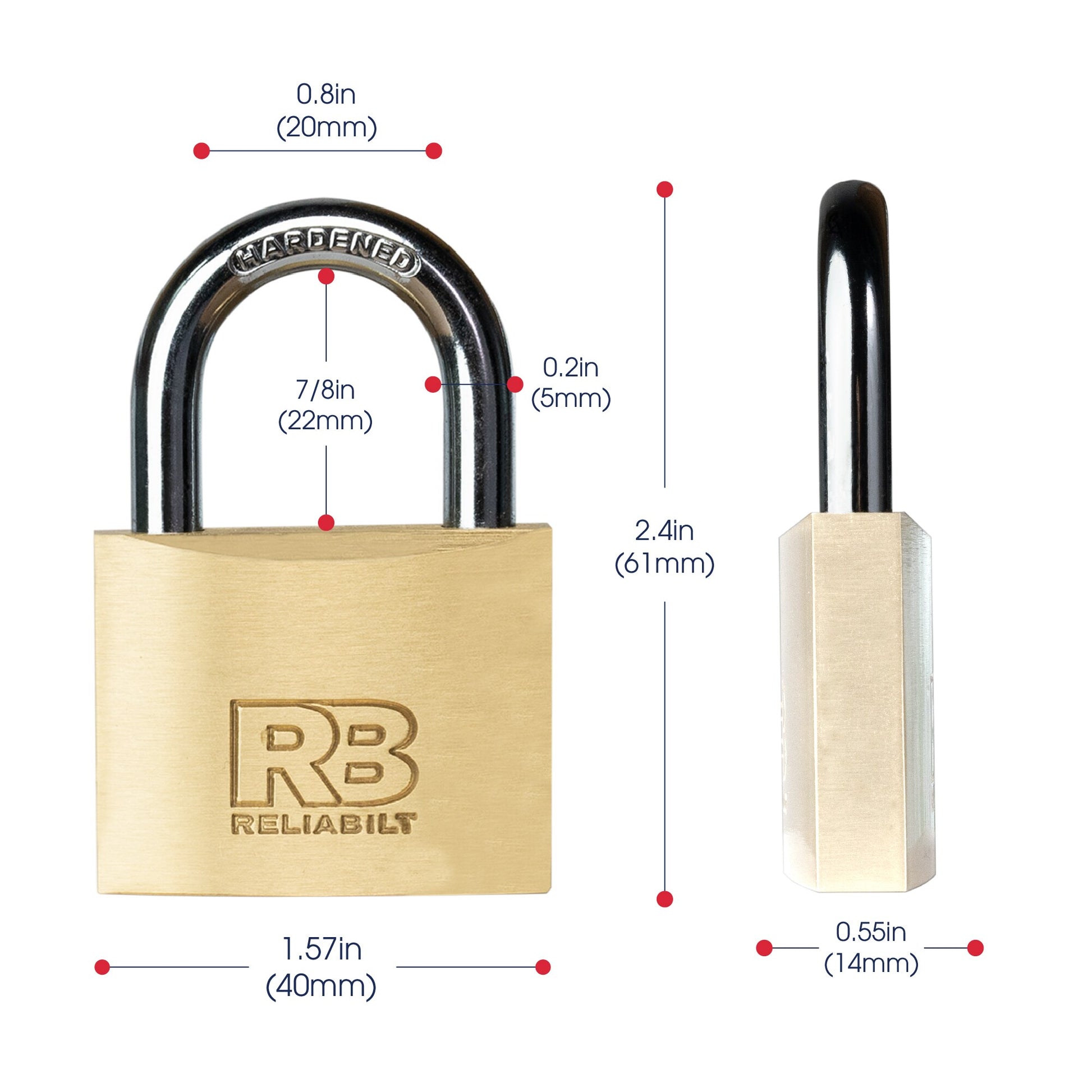 RELIABILT Keyed Padlock, 1-9/16-in Wide x 7/8-in Shackle Keyed Alike (3-Pack)