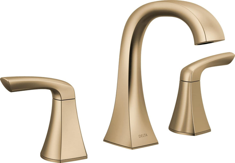 Delta Lacey Champagne Bronze Widespread 2-handle WaterSense Mid-arc Residential Handle Bathroom Sink Faucet with Drain