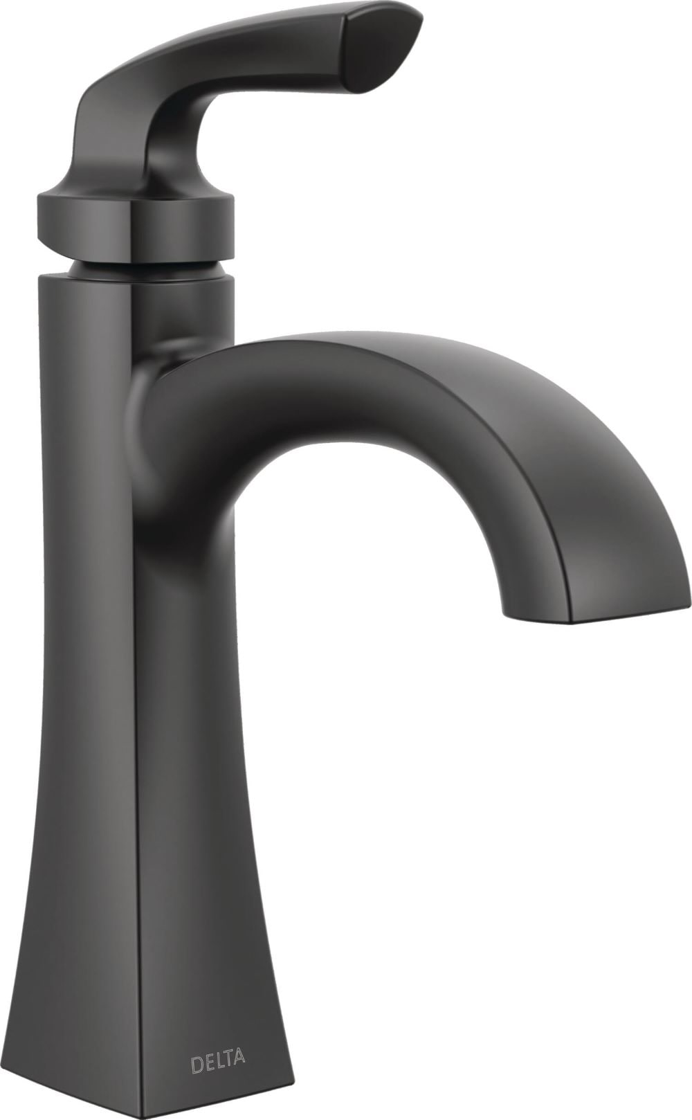Delta Lacey Matte Black Single hole 1-handle WaterSense Mid-arc Residential Handle Bathroom Sink Faucet with Drain with Deck Plate