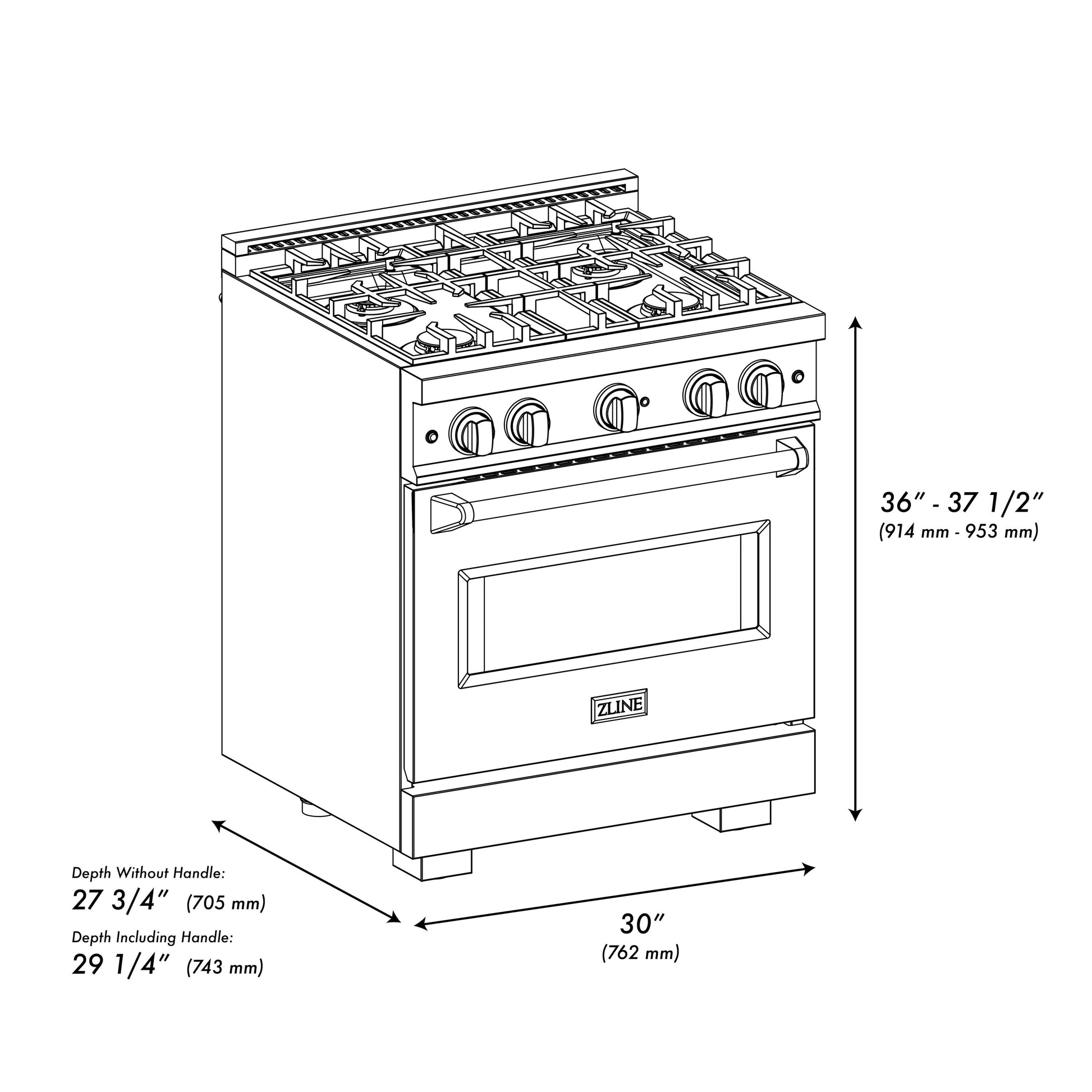 ZLINE KITCHEN & BATH Classic 30-in Standard 4 burners Convection Oven Freestanding Dual Fuel Range ( Stainless Steel )