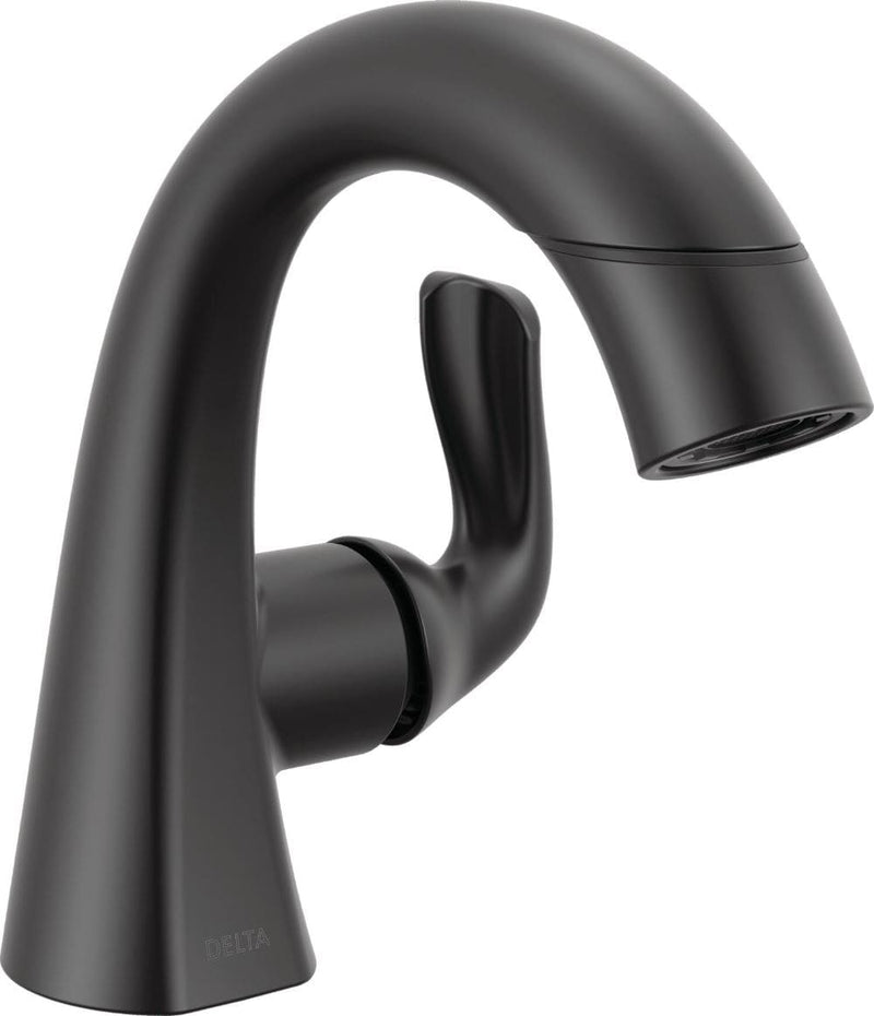 Delta Arvo Single Handle Pull-Down Bathroom Faucet in Matte Black, 15840LF-BLPD, MRSP: $328.45, FINAL PRICE: $69.99 + TAX