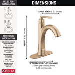 Delta Sparrow Gold Champagne Bronze Single Hole 1-handle WaterSense Mid-arc Residential Handle Bathroom Sink Faucet with Drain with Deck Plate, 15832LF-CZ *HD2507, Retail: $244.70, FINAL PRICE: $79.99 + TAX