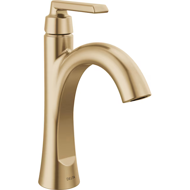 Delta Sparrow Gold Champagne Bronze Single Hole 1-handle WaterSense Mid-arc Residential Handle Bathroom Sink Faucet with Drain with Deck Plate, 15832LF-CZ *HD2507, Retail: $244.70, FINAL PRICE: $79.99 + TAX