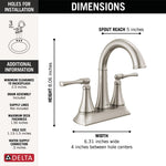 Delta Archdale Two Handle Centerset Bathroom Faucet in Spotshield Brushed Nickel, 25798LF-SP, MRSP: $211.95, FINAL PRICE: $ + TAX