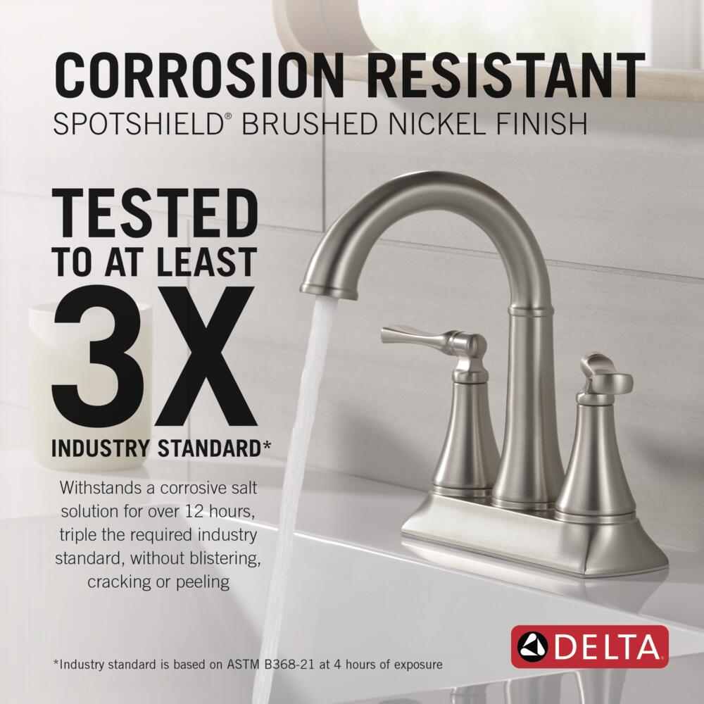 Delta Archdale Two Handle Centerset Bathroom Faucet in Spotshield Brushed Nickel, 25798LF-SP, MRSP: $211.95, FINAL PRICE: $ + TAX