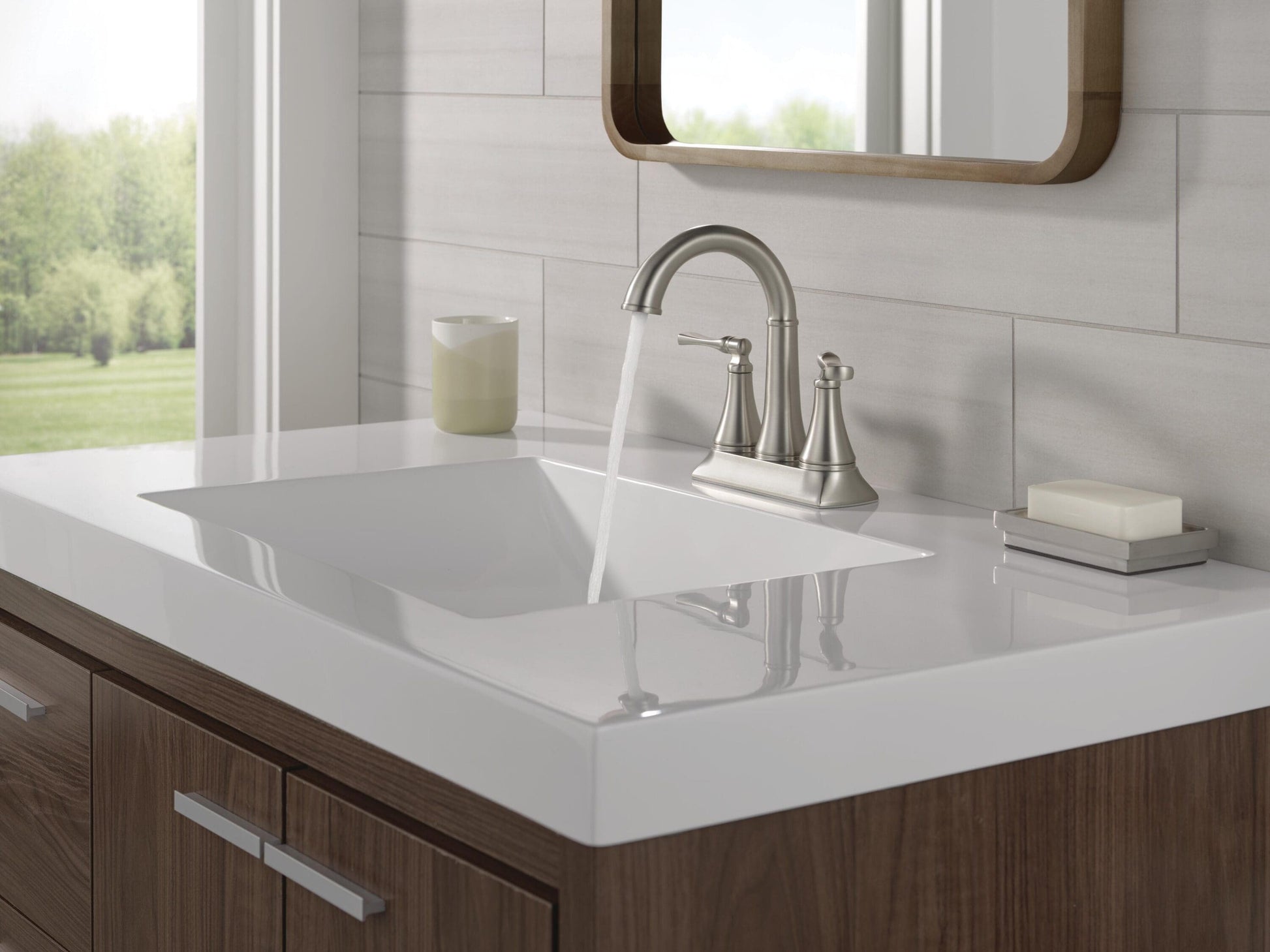 Delta Archdale Two Handle Centerset Bathroom Faucet in Spotshield Brushed Nickel, 25798LF-SP, MRSP: $211.95, FINAL PRICE: $ + TAX