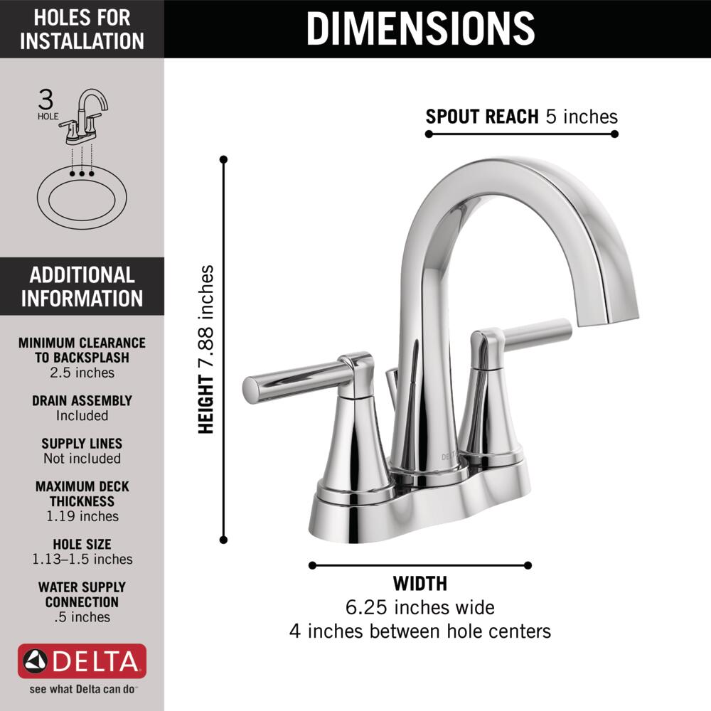 Delta Becker Two Handle Centerset Bathroom Faucet in Chrome, 25891LF, MRSP: $153.15, FINAL PRICE: $ + TAX