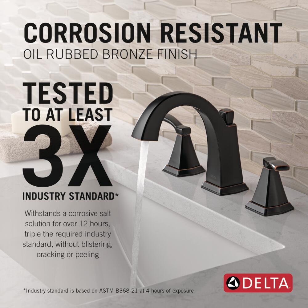 Delta Flynn Oil Rubbed Bronze Widespread 2-handle WaterSense Mid-arc Residential Handle Bathroom Sink Faucet with Drain