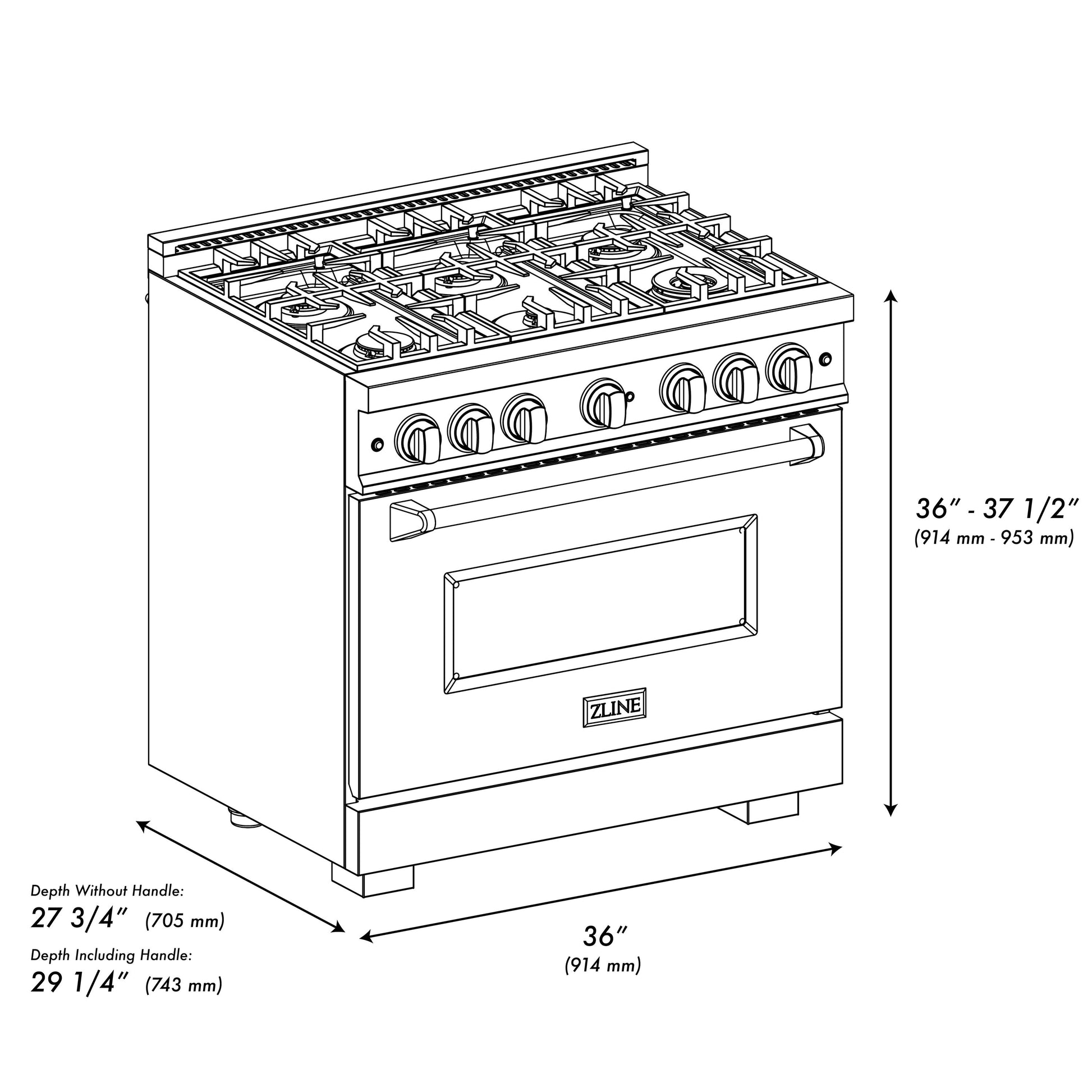 ZLINE KITCHEN & BATH Classic 36-in 6 burners 5.2-cu ft Convection Oven Freestanding Natural Gas Range ( Stainless Steel )