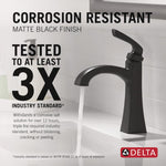 Delta Lacey Matte Black Single hole 1-handle WaterSense Mid-arc Residential Handle Bathroom Sink Faucet with Drain with Deck Plate